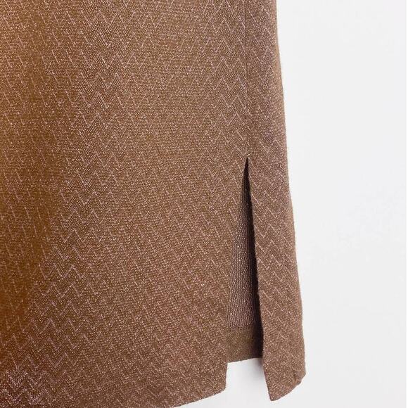 Vintage Y2K Parallel Brown & Pink Chevron Pencil Skirt - Picture 3 of 7